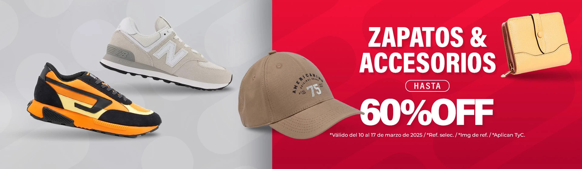 Zapatos y accesorios hasta el 60%